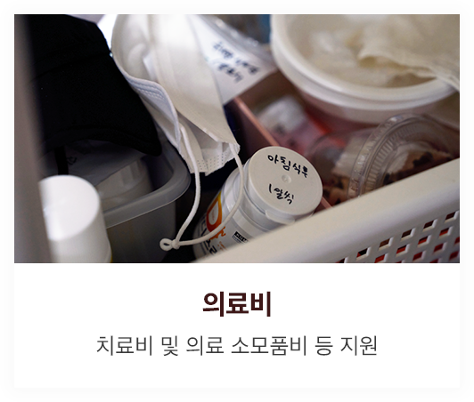 의료비 - 치료비 및 의료 소모품비 등 지원